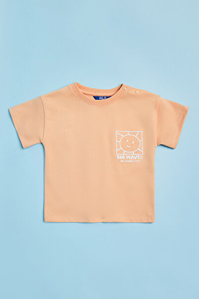 R&B Printed T-Shirt with Crew Neck and Short Sleeves