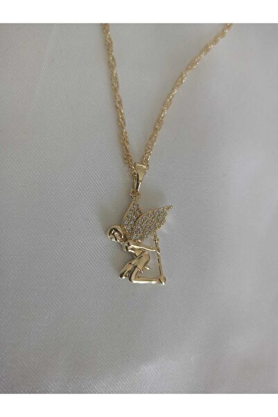 inci çelik aksesuar Fairy Girl Stone Detailed Steel Necklace