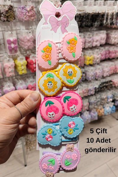 Nisankids 5 Pairs of Snap Buckles with Flower Motifs for Girls (10 Pieces)