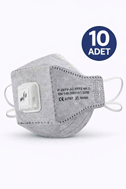 MFA Ventilli Aktif Karbon FFP2 Yüksek Filtreleme Sağlayan Maske 10 ADET