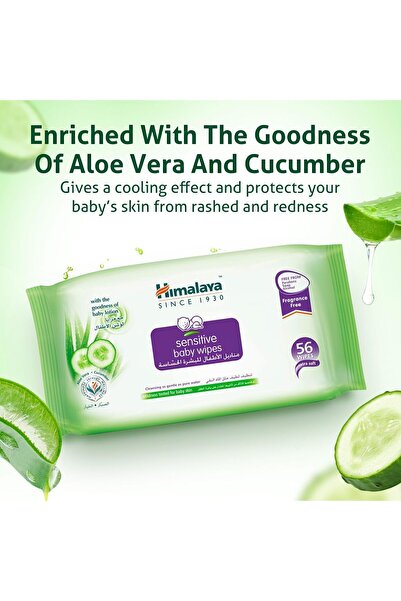 Himalaya Sensitive Skin Baby Wipes | 192 Wipes (4x48) | Aloe Vera & Cucumber ...