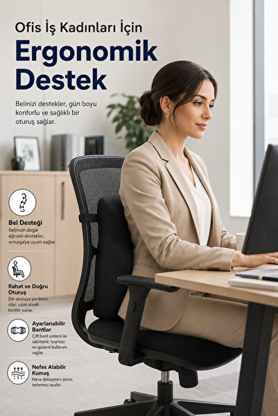 EpiRelax Masa Başı Çalışanlar İçin Ortopedik Sırt Desteği Ofis Koltuğu İçin V...