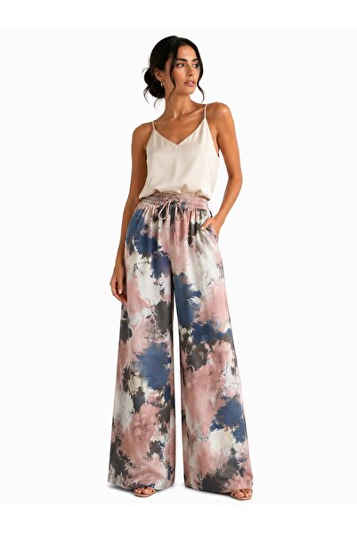 ikomteks Ebru Patterned Modal Palazzo Trousers
