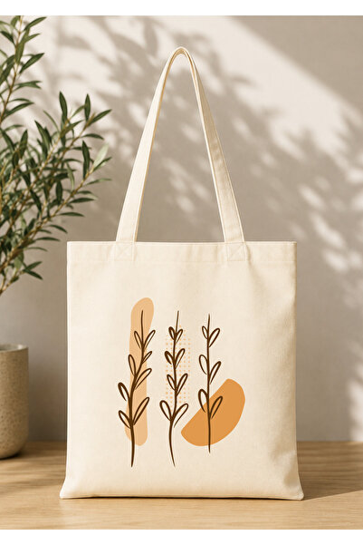 Eylül Design Vintage Boho Patterned Printed Raw Fabric Bag Organic Tote Bag