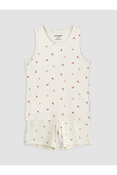 LC Waikiki Set de pijamale scurte florale pentru fete