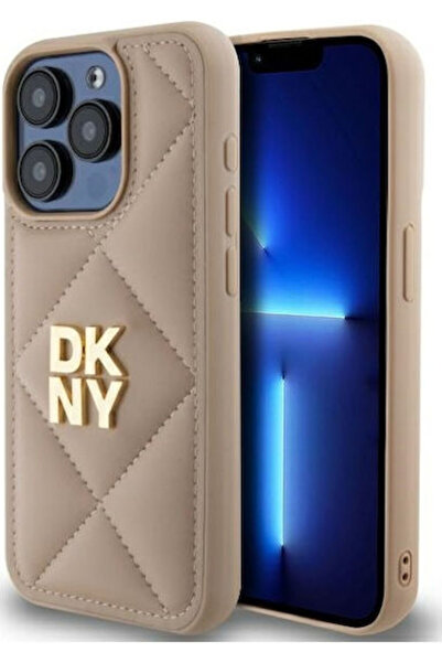 Dkny Καπιτονέ Δερμάτινη Μπεζ Θήκη Πλάτης με Λογότυπο (iPhone 15 Pro Max) Κωδι...