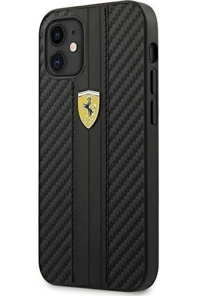 Ferrari On Track Κάλυμμα Πλάτης Carbon Σιλικόνης Μαύρο (iPhone 12 mini) Κωδικ...
