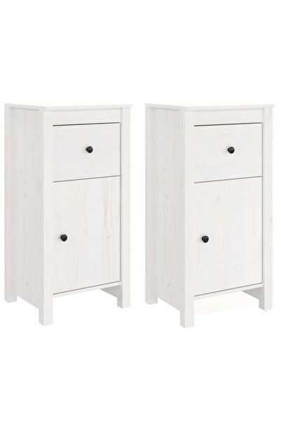 vidaxl Servante, 2 buc., alb, 40x35x80 cm, lemn masiv de pin