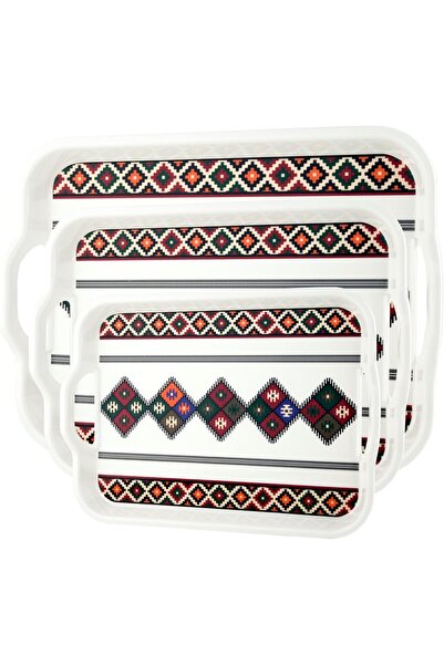 Generic Al Saif Merkaza Melamine Serving Trays Set, 3 Pieces, Small, Medium a...