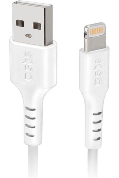 SBS Καλώδιο USB-A σε Lightning Λευκό 1μ (CABLEUSBIP589W)