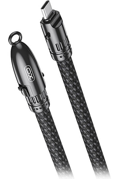 Xo Πλεκτό Καλώδιο USB 2.0 USB-C αρσενικό - USB-C 60W Μαύρο 0.2μ (249-0150)