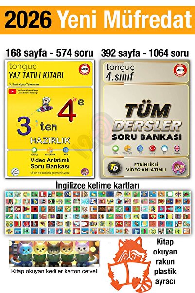 Tonguç Yayınları 3'ten 4'e Hazırlık Kitabı 2026 Yaz Tatili 4. Sınıf Tüm Dersl...