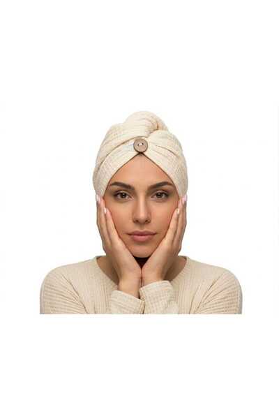 Mia Mina Home Baby 4 Layers Muslin 100% Cotton Cream Color Women's Hair Cap /...