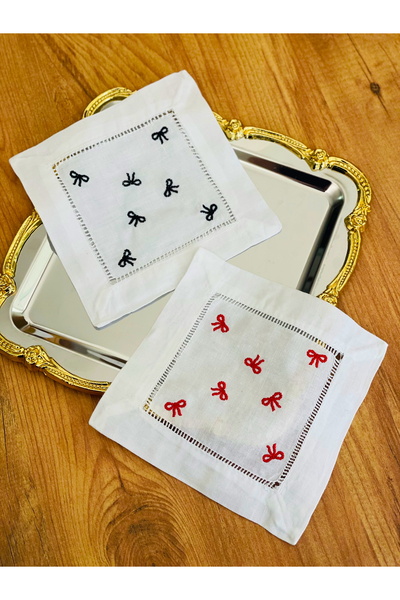 HOME OF BLOSSOM 2 قطعة من المناديل الورقية العتيقة ذات الشريط