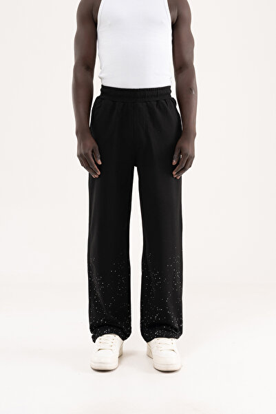 Machinist Men's Shinny Printed Sweatpants Black