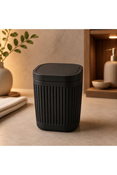 AlvoraTicaret Mini Masaüstü Çöp Kutusu 15 cm Kapaklı Banyo Ofis Atık Kutusu