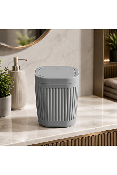 AlvoraTicaret Mini Masaüstü Çöp Kutusu 15 cm Kapaklı Banyo Ofis Atık Kutusu
