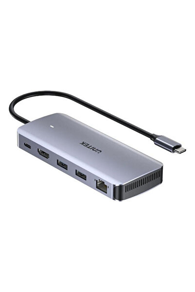 Unitek Σταθμός σύνδεσης USB-C με HDMI 4K, PD, Ethernet, Γκρι