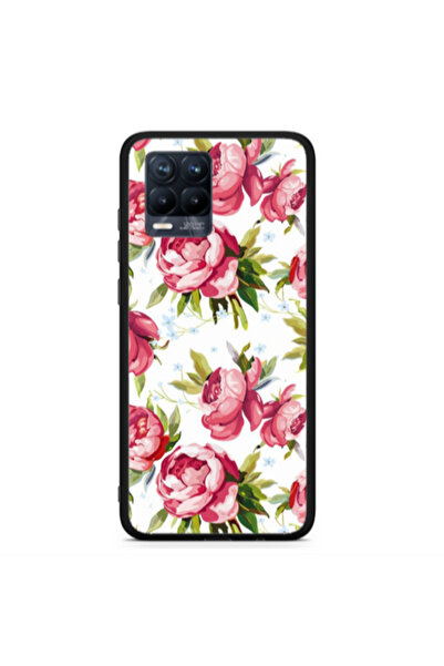 Other Realme 8 Pink Roses Black Glossy Θήκη