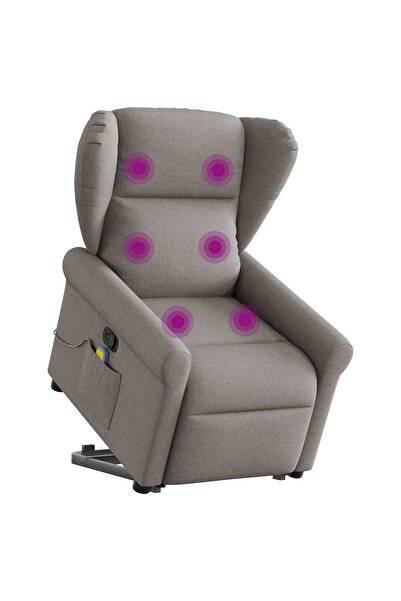 vidaxl Fotoliu rabatabil de masaj cu ridicare, gri taupe, textil