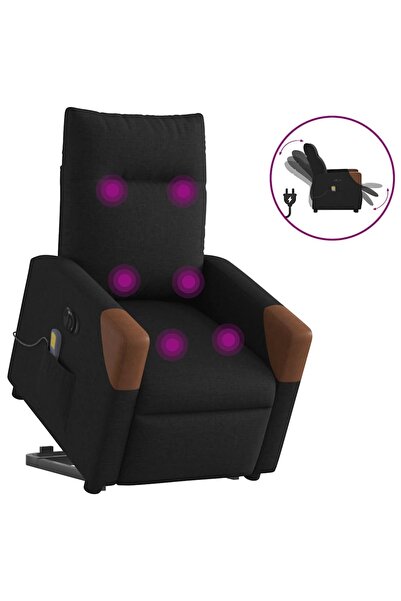 vidaxl Fotoliu electric de masaj rabatabil cu ridicare, negru, textil
