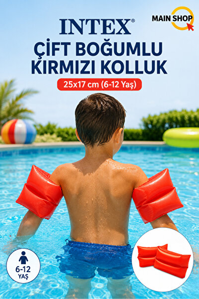 MAİN SHOP Intex Çift Boğumlu Kırmızı Çocuk Deniz Kolluğu Havuz Kolluk Seti 25...