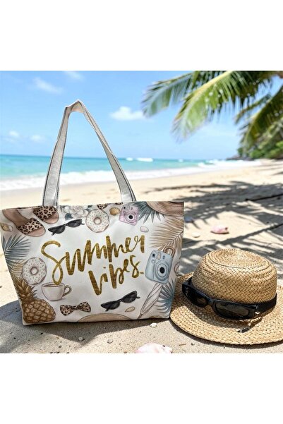Solo "Good Vibes Only" Beach Bag with a Trendy Tropical Design