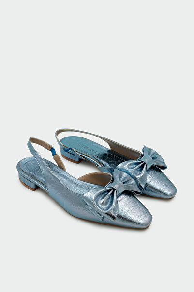 LAMİNTA Dhira Women's Flat Blue Ballerinas with Bow