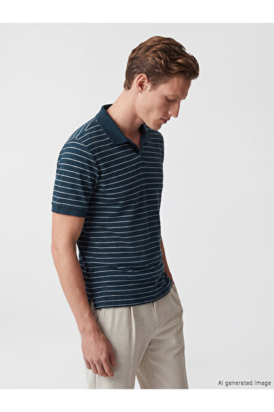 LC Waikiki Peak New Season Polo Neck Striped Men's T-Shirt