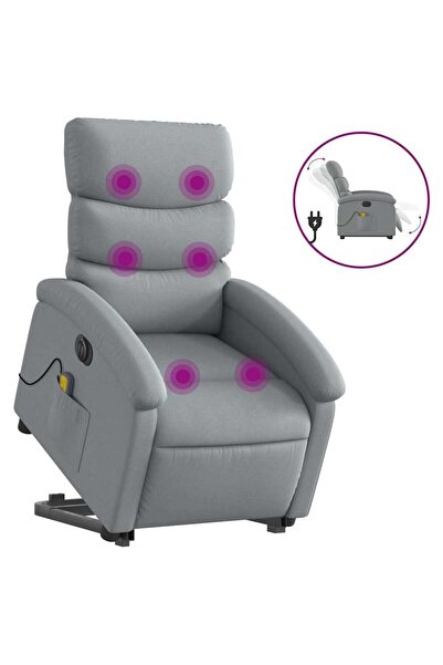 vidaxl Fotoliu electric masaj rabatabil cu ridicare, gri închis textil