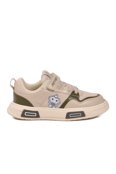 REYBER Beige Khaki Velcro Mesh Boys' Sports Shoes
