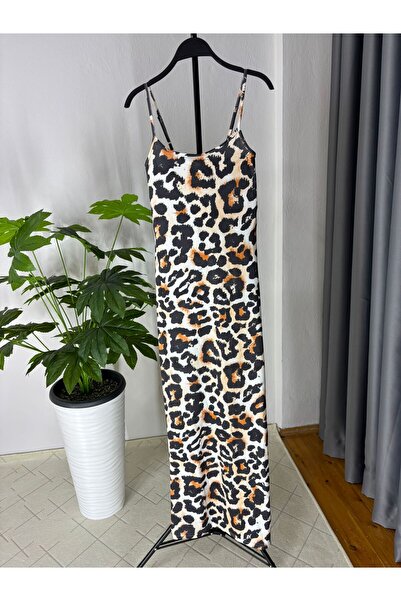 Glow Rush Askılı Leopar Elbise