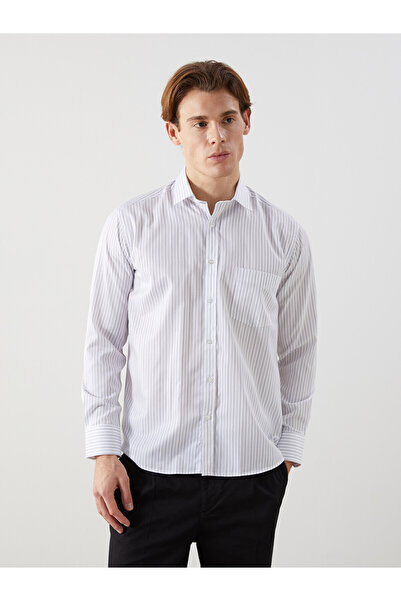 LC Waikiki Nevavm Regular Fit Long Sleeve Striped Men's Shirt with Difference