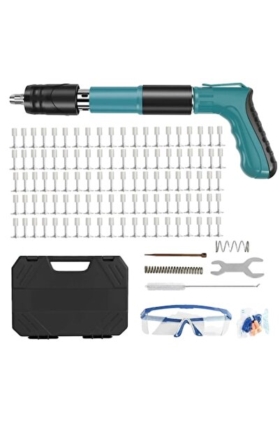 Trendily Mini pistol de cuie din oțel, 5 viteze reglabile, set de 100 de cuie