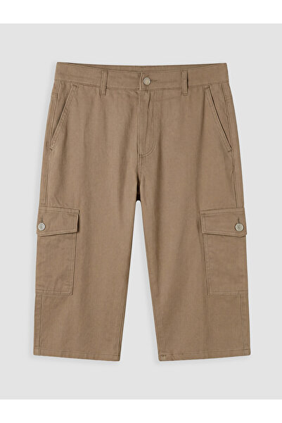 LC Waikiki Nevavm Regular Fit Men's Jean Cargo Shorts with Difference in Color