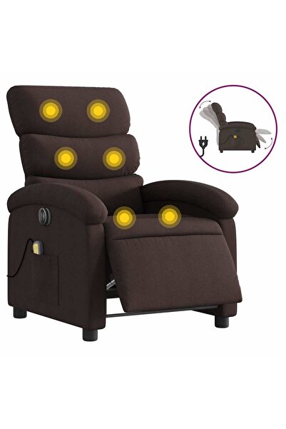 vidaxl Fotoliu electric de masaj rabatabil, maro închis, textil