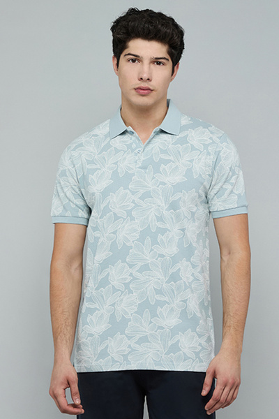 R&B Printed Polo T-Shirt with Short Sleeves