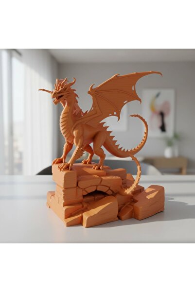 OEM Figurină Dragon Fantasy Decorativă Statuetă Mitologică - Orange compozit ...