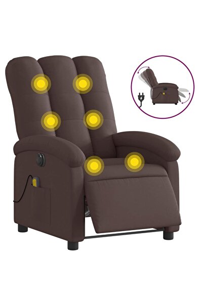 vidaxl Fotoliu electric de masaj rabatabil, maro închis, textil
