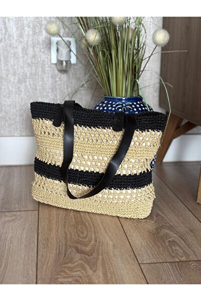 dyhandmade El Yapımı Hasır Omuz Çantası – Şık Tasarım Kadın Yazlık Plaj ve Gü...