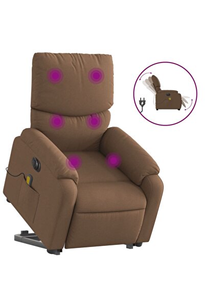 vidaxl Fotoliu electric de masaj rabatabil cu ridicare, maro, textil