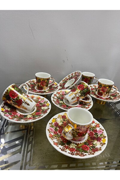 elif aksesuar Gilded Porcelain 6-Piece Floral Cup Set