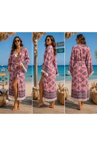 Store Müslin Jakarlı Kimono