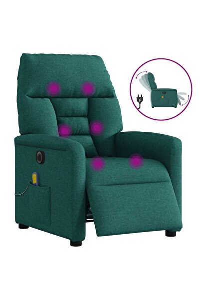 vidaxl Fotoliu electric de masaj rabatabil, verde închis, textil