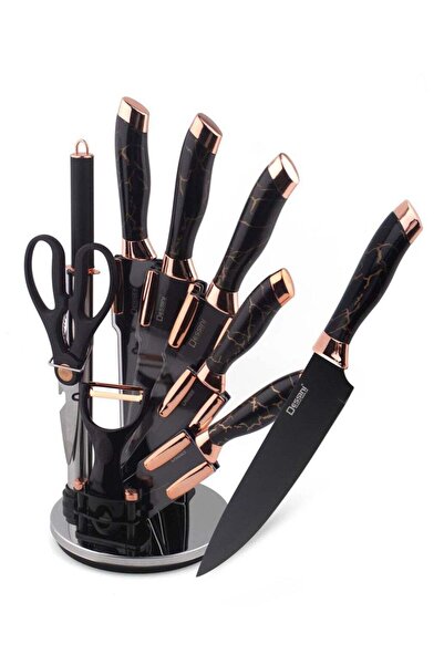 Dessini 9-Piece Knife Set with Acrylic Stand | Non-Stick Coated Blades | Mode...