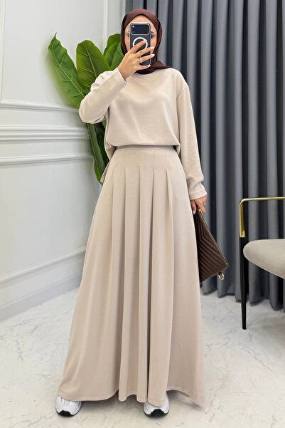 Balenbi Modal Fabric Pleated Long Skirt Muslim Women's Suit 1213