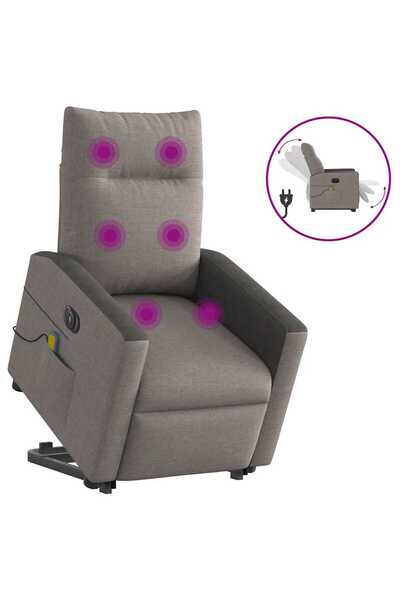 vidaxl Fotoliu electric masaj rabatabil cu ridicare, gri taupe, textil