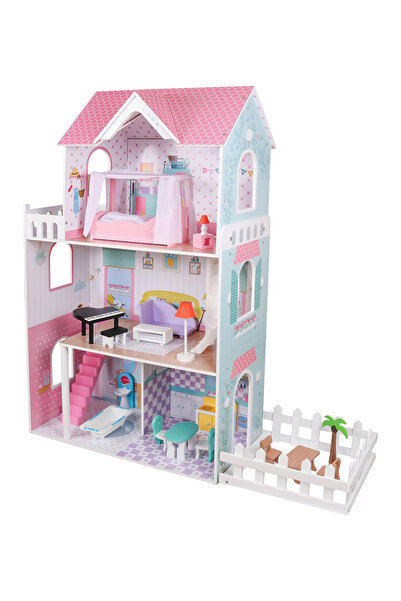 Bonfino Grand Palace Wooden Dollhouse with Accessories, MDF & Solid Wood, Lux...