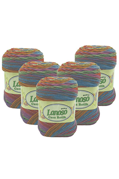 Lanoso 5 bucăți Cazz Batik (705) 100% acrilic, fir pentru tricotat manual, fi...