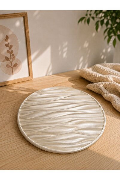 Masalsı Concept İnci Doku Beton Dekoratif Tepsi Söz Tepsisi Nişan Tepsisi Oda...